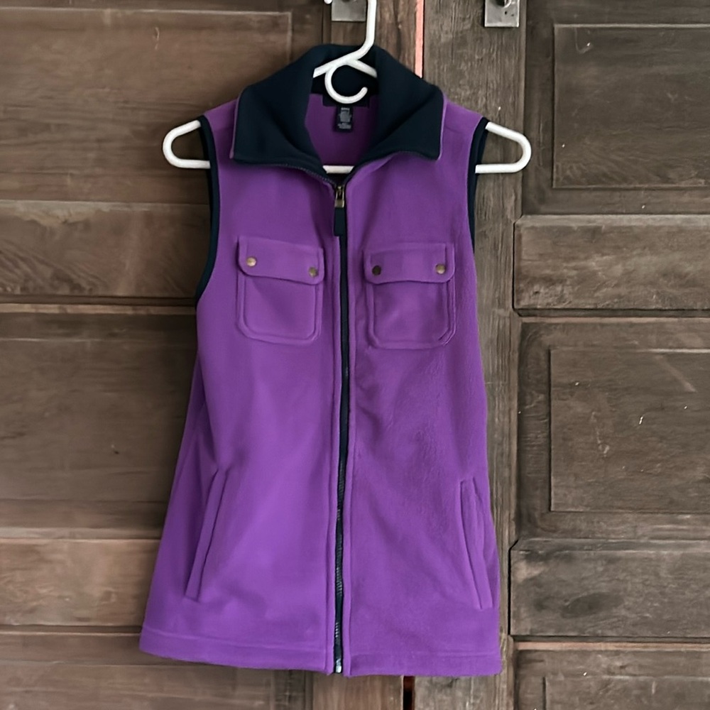 Chaps Size Small Purple &‎ Blue Fleece Vest Full-Zip with Pockets